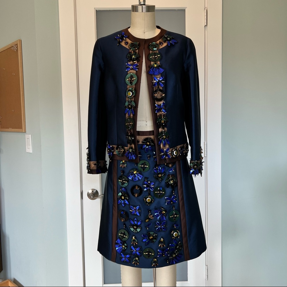 Prada Embroidered Skirt Suit Set